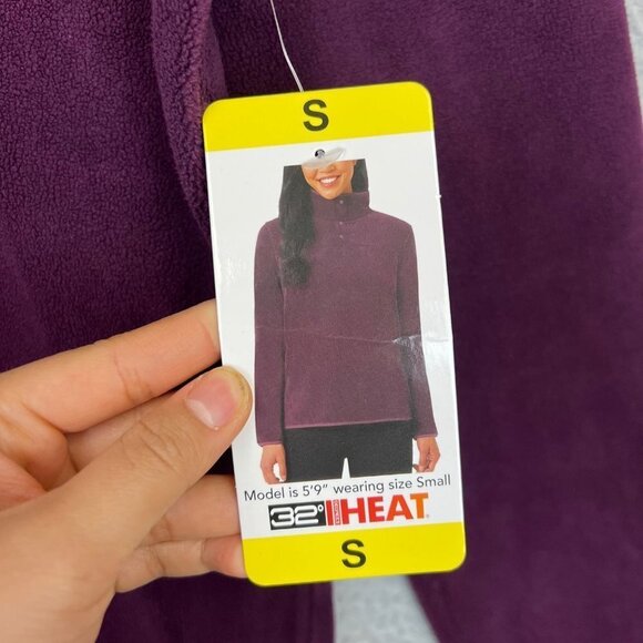 NEW 32 Degrees Heat Women's Snap Fleece Pullover Lightweight Purple sweater sz S - Picture 4 of 10